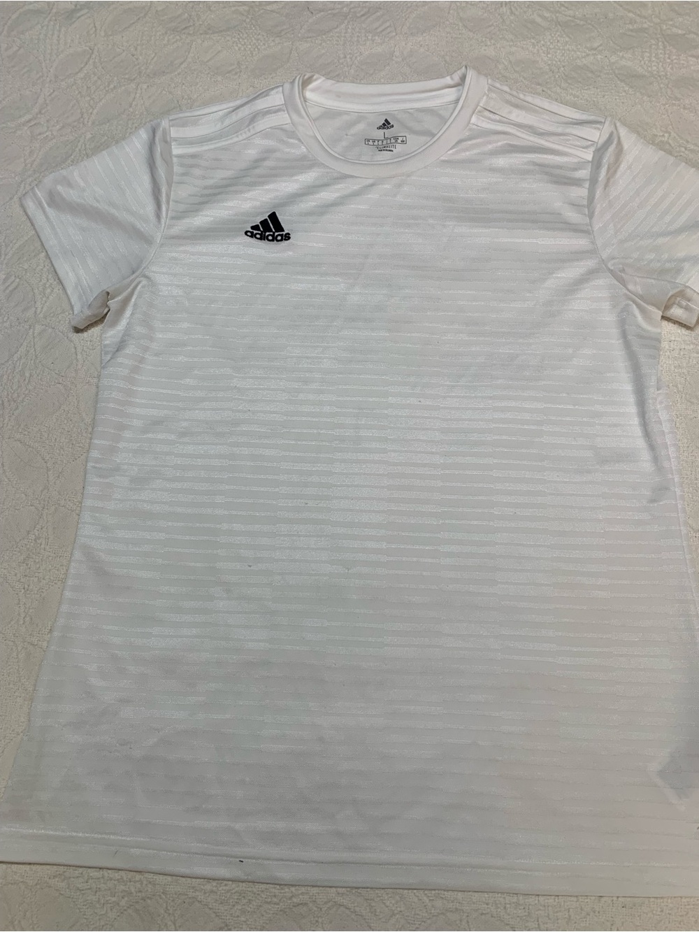 adidas White Short Sleeve Training Tee with Black Logo